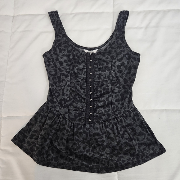 Leopard Print Peplum Tank Top - Picture 1 of 4